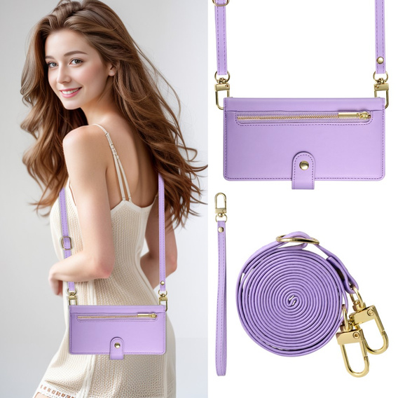 Etui z klapką do Xiaomi 14T, Wallet Zipper Pocket, fioletowe