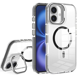 Etui do iPhone 17, do MagSafe, z podstawką, transparentne z czarnymi wstawkami