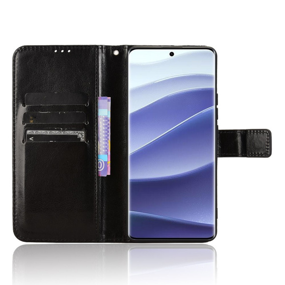 Etui z klapką do Xiaomi Redmi Note 14 Pro 5G / Xiaomi Poco X7 5G, Crazy Horse Wallet, czarne