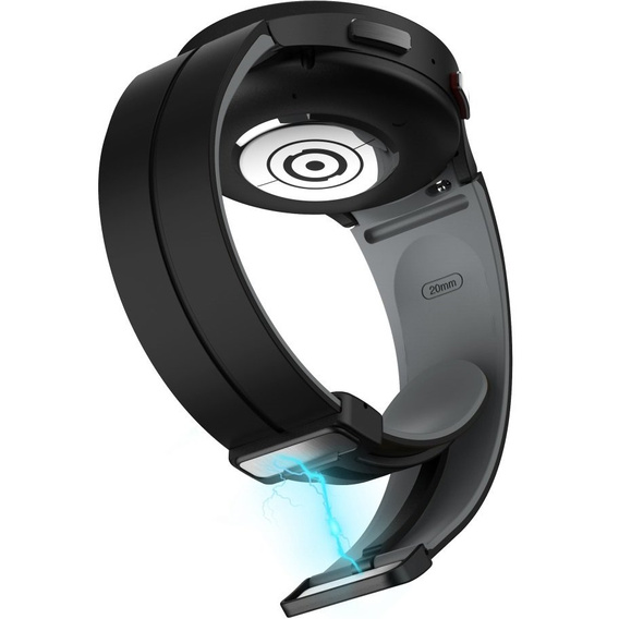 Pasek Silikonowy do Samsung Galaxy Watch 4/5/6 40/42/43/44/45/46/47mm, Czarny / Szary