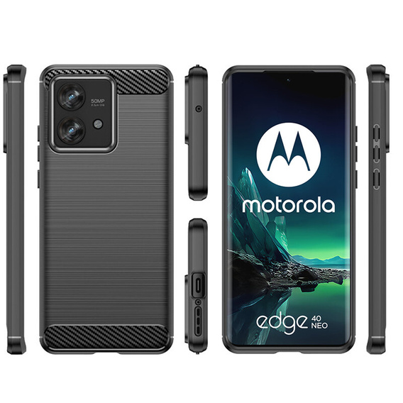 Etui do Motorola Edge 40 Neo, Karbon, czarne