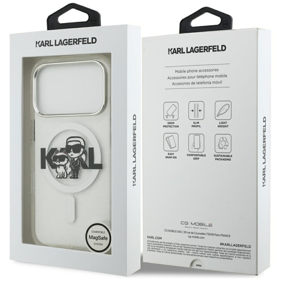 Etui Karl Lagerfeld IML Glitter Karl and Choupette MagSafe do iPhone 17 Pro