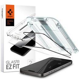 SPIGEN Szkło Hartowane do iPhone 15 Pro Max, Glas.TR EZ Fit (2 sztuki), Czarne
