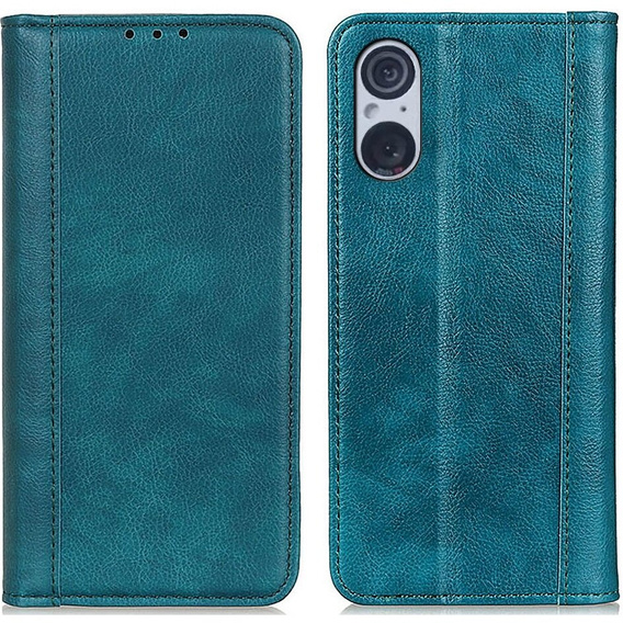 Etui do Sony Xperia 5 V, Wallet Litchi Leather, zielone