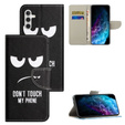 Etui z klapką do Samsung Galaxy M15 5G, Wallet, Don't Touch My Phone czarne