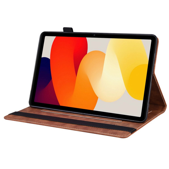 Etui z klapką i kieszeniami na karty do Xiaomi Redmi Pad 2 - Brązowe