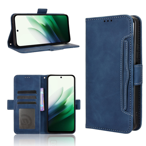 Etui z klapką do Xiaomi Redmi 15 5G / 4G, Card Slot, portfelowe, granatowe
