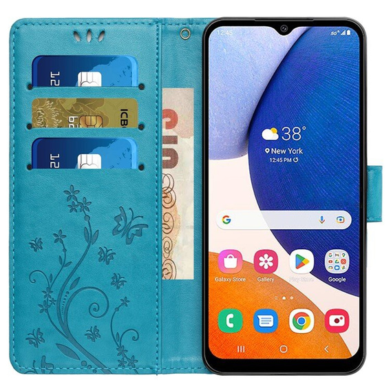Etui z klapką do Samsung Galaxy A55 5G, Butterfly, niebieskie