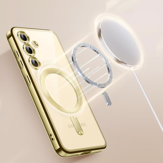 Etui do Samsung Galaxy S23 FE, Electro MagSafe, złote + Szkło na ekran