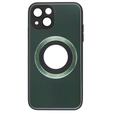 Zestaw Etui do Magsafe do iPhone 14, Hole for Apple Logo, zielone + Szkło