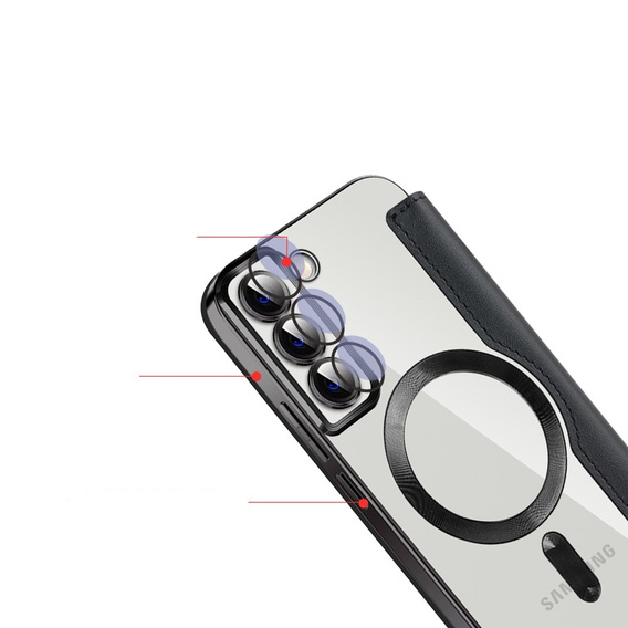 Etui z klapką do Samsung Galaxy S22 5G, RFID Wallet MagSafe z ochroną aparatu, czarne