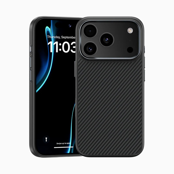 Etui BENKS Kevlar Armor PRO Carbon Fiber 600D A070 do MagSafe z aktywnym przyciskiem do iPhone 17 Pro Max