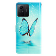 Etui z klapką do Xiaomi Redmi Note 12S, Wallet, Butterfly niebieski
