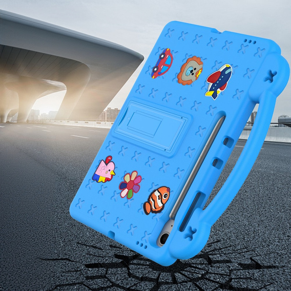 Etui ochronne z pianki EVA do Samsung Galaxy Tab S10 FE+ – dziecięce, z podstawką i uchwytem - niebieskie