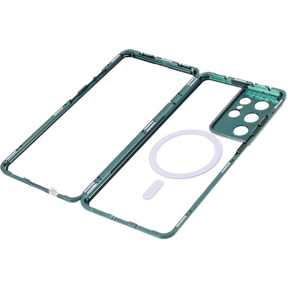 Etui Magnetic Dual Glass MagSafe do Samsung Galaxy S21 Ultra, zielone
