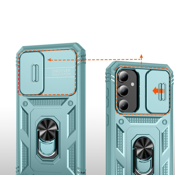 Etui pancerne do Samsung Galaxy S23 FE, CamShield Slide, zielone