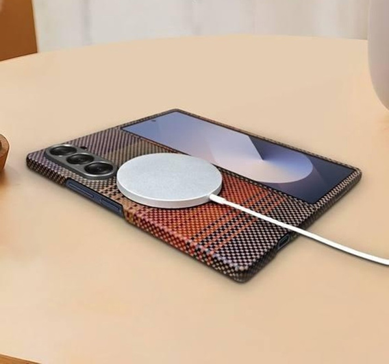Etui do Samsung Galaxy Z Fold6 5G - magnetyczne Aramid Fiber, pomarańczowe
