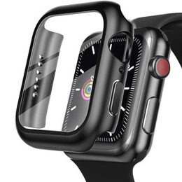 2w1 Etui + Szkło Hartowane do Apple Watch 4/5/6/SE 44MM, Czarne