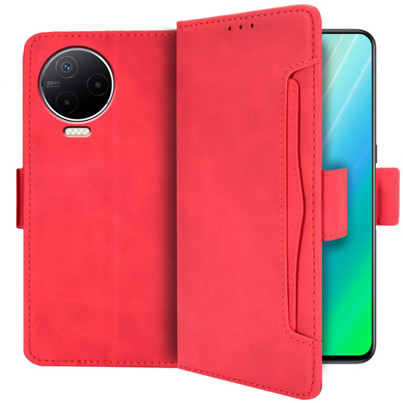 Etui z klapką do Infinix Note 12 2023, Card Slot, czerwone