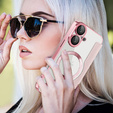 Etui z klapką do iPhone 16, RFID Wallet MagSafe z ochroną aparatu, różowe