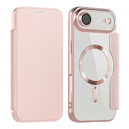 Etui z klapką do iPhone Air, RFID Wallet MagSafe z ochroną aparatu, różowe