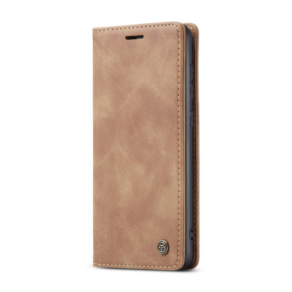 Etui CASEME do Samsung Galaxy S21 FE, Leather Wallet Case, brązowe