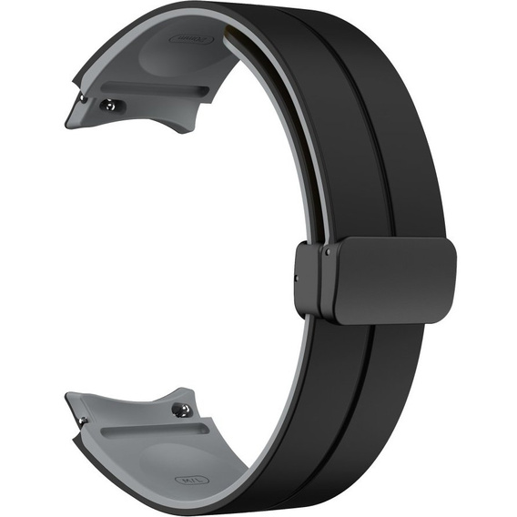 Pasek Silikonowy do Samsung Galaxy Watch 4/5/6 40/42/43/44/45/46/47mm, Czarny / Szary
