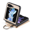 Etui do Samsung Galaxy Z Flip7 FE / Z Flip6, Card Slot Ring Case, beżowe