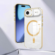 Etui do iPhone 17 Air, do MagSafe, z podstawką, transparentne ze złotymi wstawkami