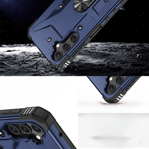 Etui pancerne do Samsung Galaxy A14 4G/5G, z ringiem, granatowe