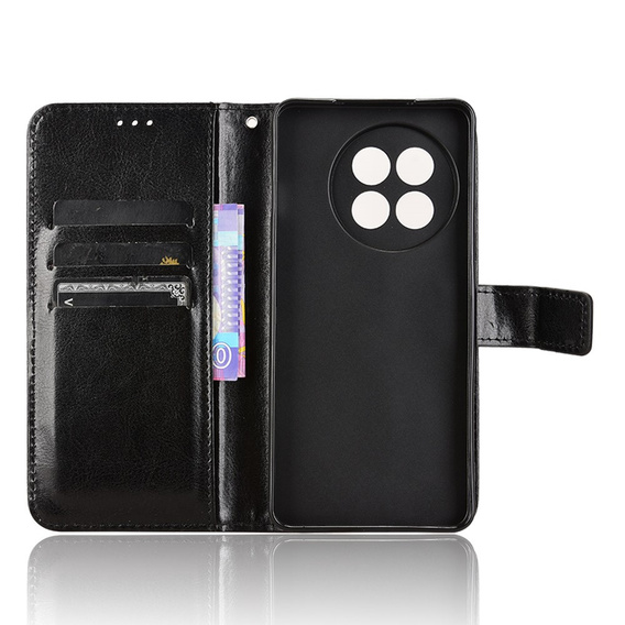 Etui z klapką do OnePlus 13R, Crazy Horse Wallet, czarne