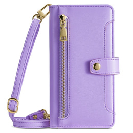 Etui z klapką do Motorola Moto G15 / G15 Power, Wallet Zipper Pocket, fioletowe