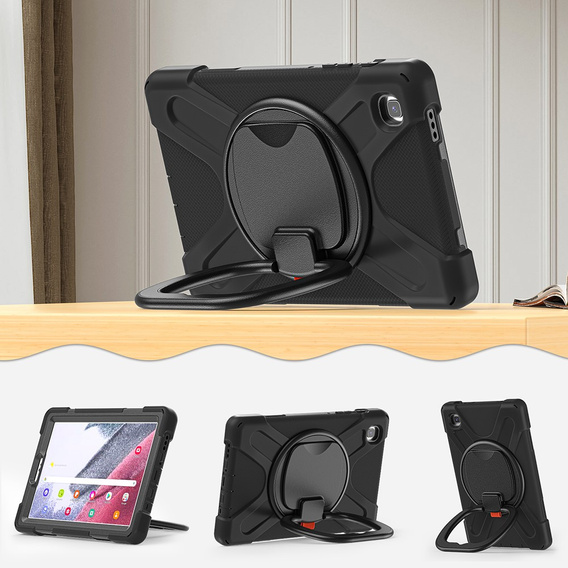 Etui dla dzieci do Samsung Galaxy Tab A7 Lite, pancerne z paskiem, Czarne