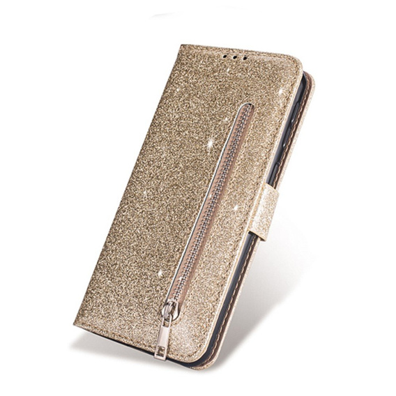 Etui z klapką do Xiaomi Redmi Note 8 Pro, Wallet Zippered, złote