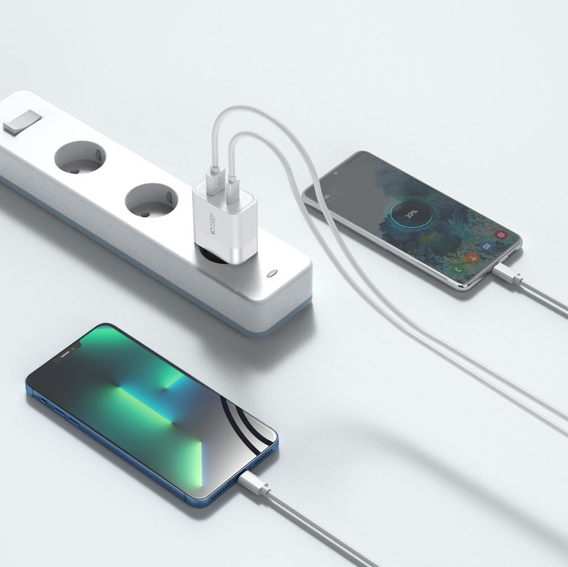 Tech-Protect C30W QC3.0 Uniwersalna Ładowarka Sieciowa USB-A USB-C, White