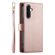 Etui z klapką do Samsung Galaxy A17 5G, Wallet Zipper Pocket, portfelowe, różowe