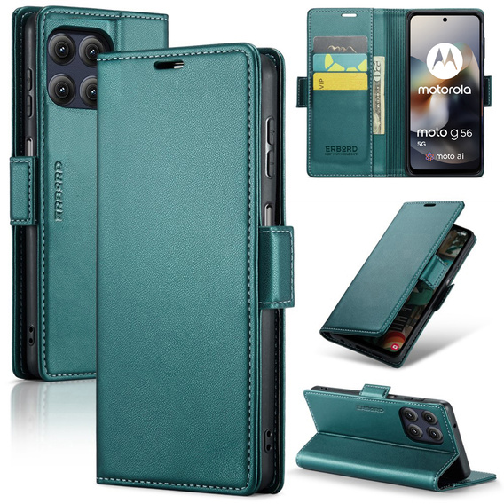 Etui ERBORD Glossy Litchi portfel z klapką do Motorola Moto G56 5G