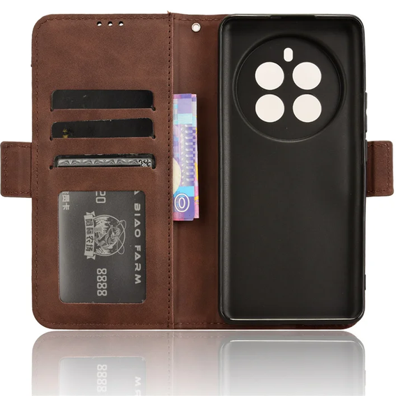 Etui z klapką do Realme 12 Pro 5G / 12 Pro+ 5G, Card Slot, brązowe