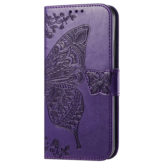 Zestaw Etui z Klapką do Samsung Galaxy A13 4G, Motyl, Fioletowe + szkło