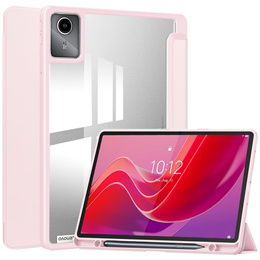 Pokrowiec z miejscem na rysik do Lenovo Tab M11 – przezroczysty tył, różowa klapka