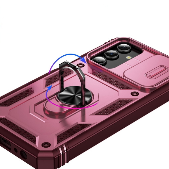 Etui pancerne do Samsung Galaxy S24+ Plus, CamShield Slide, różowe / czerwone