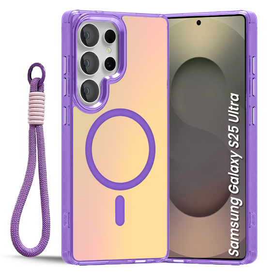 Etui do Samsung Galaxy S25 Ultra – laserowe, z MagSafe i paskiem – fioletowe/kolorowe