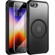 Etui do iPhone 7/8/SE 2020/SE 2022, do MagSafe, Hybrid Case Matte, czarne + Szkło hartowane