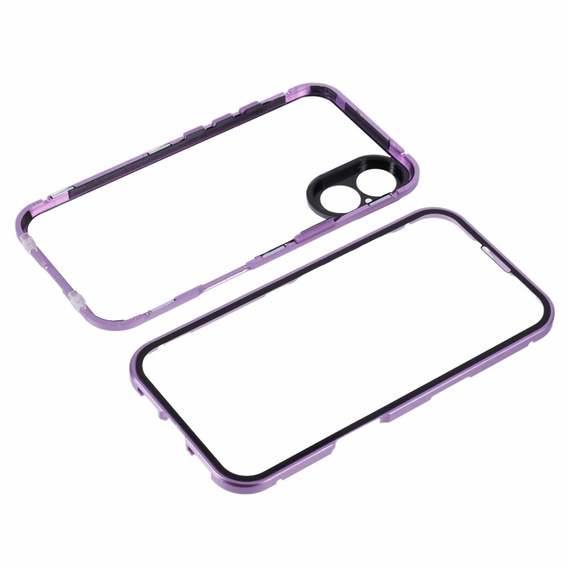 Etui do iPhone 16, Magnetic Dual Glass, fioletowe