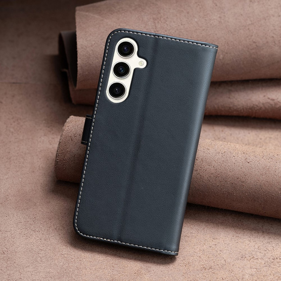 Etui z klapką do Samsung Galaxy S23 FE, BINFEN Wallet, czarne + szkło 9H