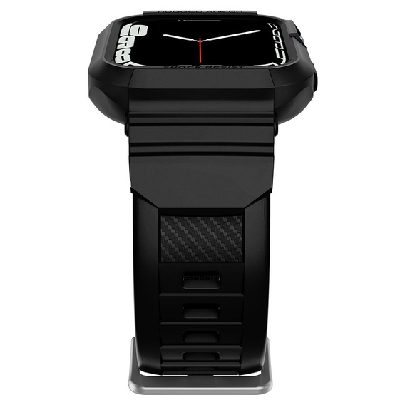 Pasek z etui Spigen do Apple Watch 4/5/6/7/8/9/SE 44/45mm, Rugged Armor Pro, Czarny
