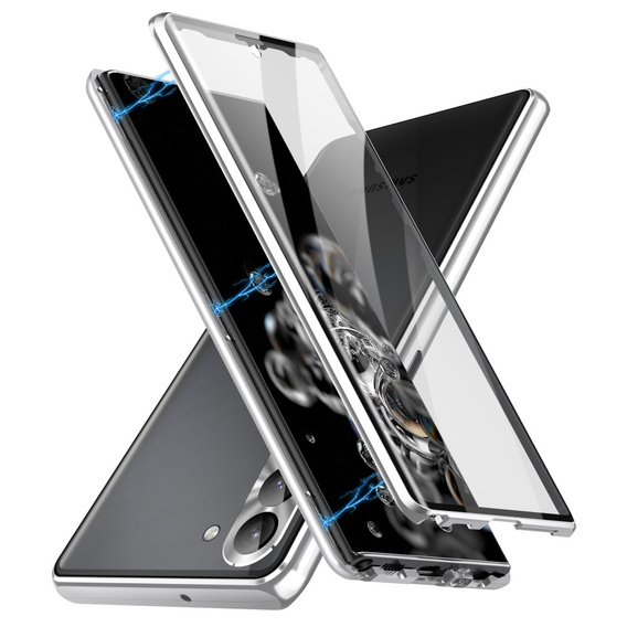 Etui do Samsung Galaxy S24, Magnetic Dual Glass, srebrne