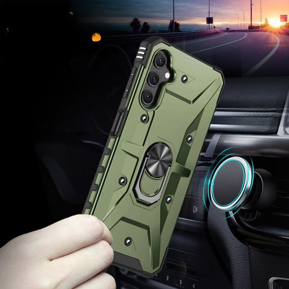 Etui pancerne do Samsung Galaxy A14 4G/5G, z ringiem, zielone