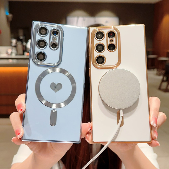 Etui do Samsung Galaxy S22 Ultra, MagSafe Heart, niebieskie
