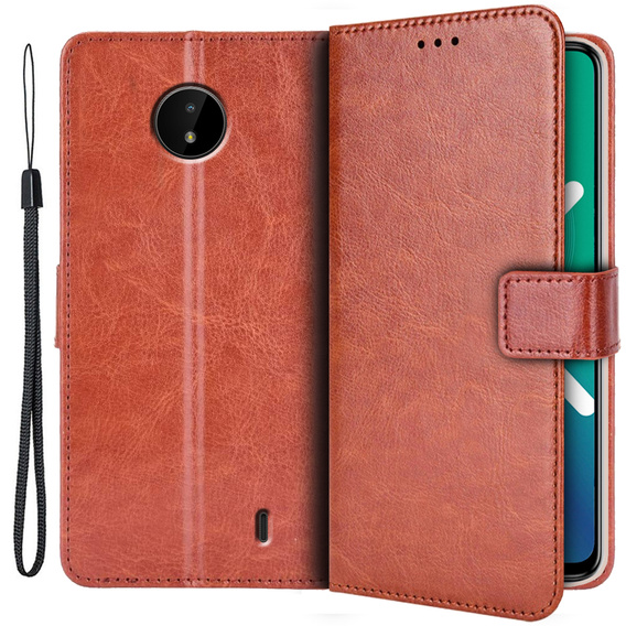 Etui z klapką do Nokia C10 / C20, Crazy Horse Wallet, brązowe